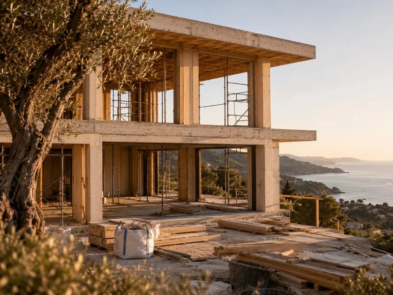 Villa contemporaine en construction sur les hauteurs de la Côte d'Azur